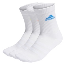 adidas Sport Socks Crew Cushion (arch support, fully padded) white/multi-color logo - 3 pairs